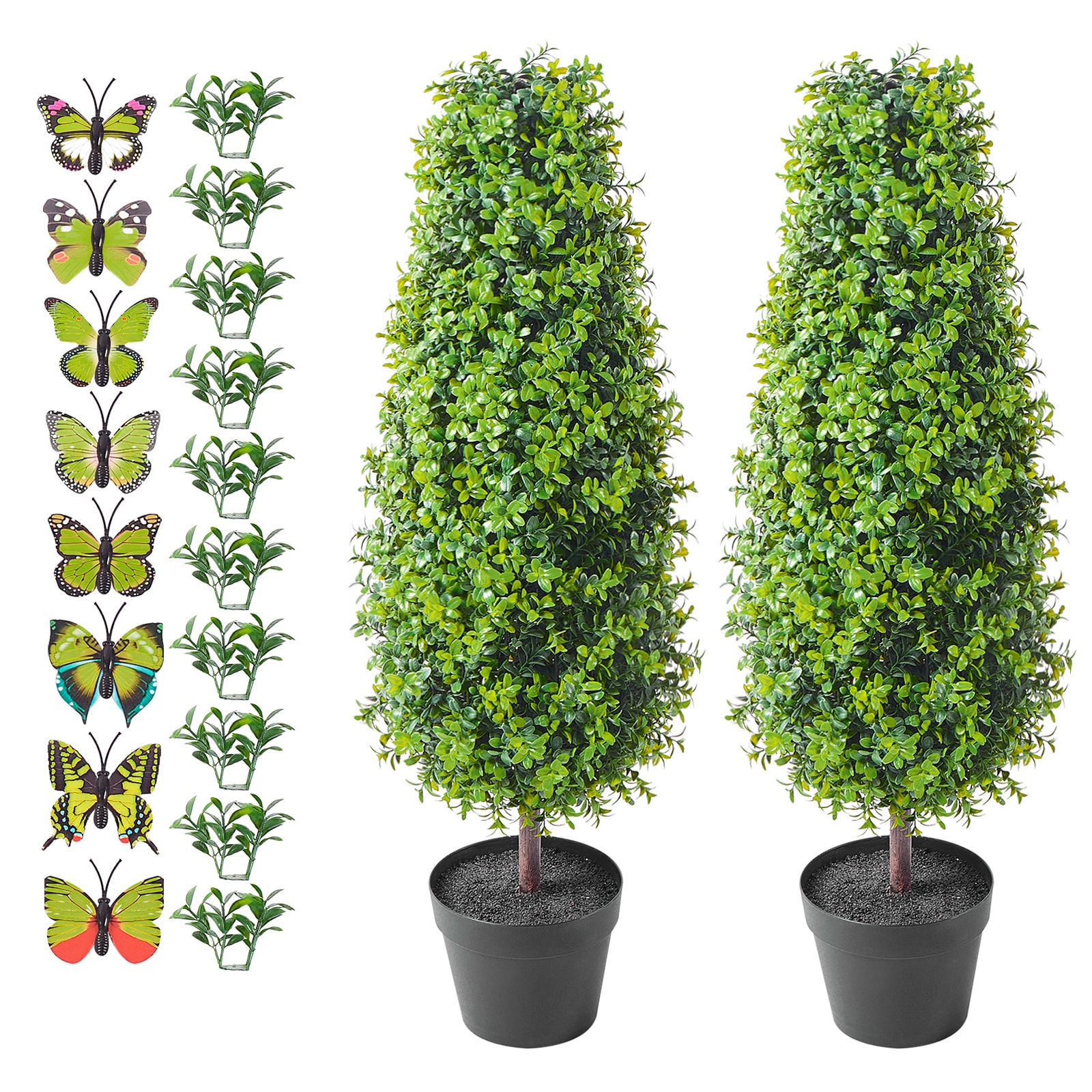 2 Pack 3' Artificial Boxwood Topiary Tree Plant UV Decor In/Outdoor_voghion.com